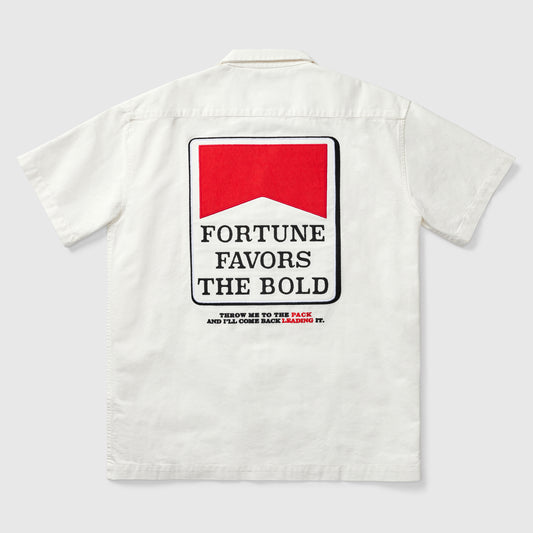 FORTUNE FAVORS THE BOLD CAMP SHIRT (WHITE)