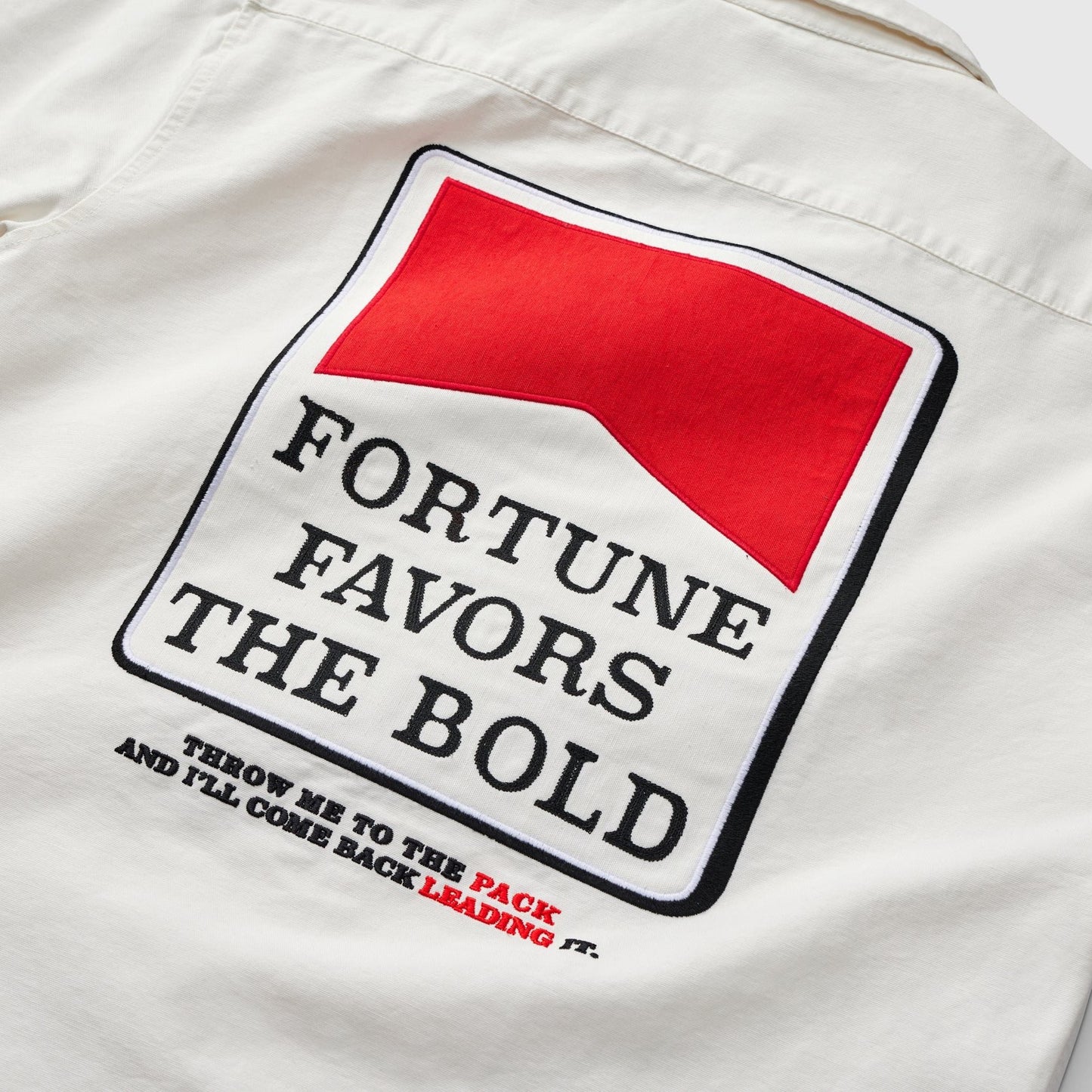 FORTUNE FAVORS THE BOLD CAMP SHIRT (WHITE)