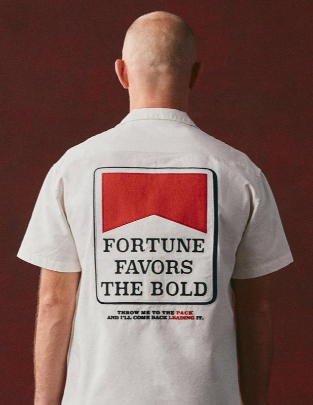 FORTUNE FAVORS THE BOLD CAMP SHIRT (WHITE)