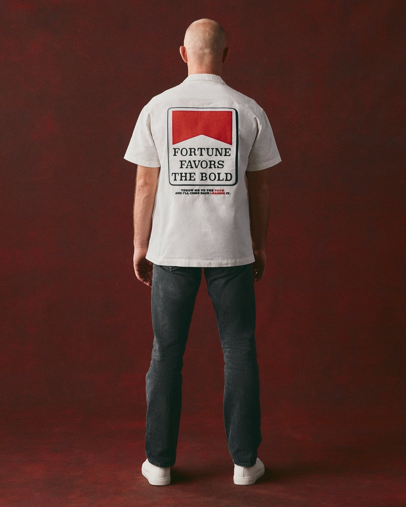 FORTUNE FAVORS THE BOLD CAMP SHIRT (WHITE)